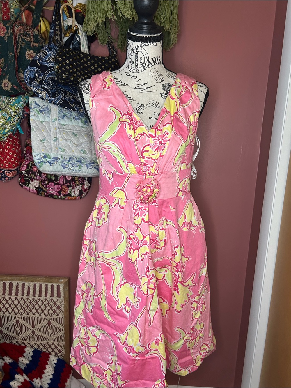 Lily Pulitzer Pink Floral V-Neck Sundress